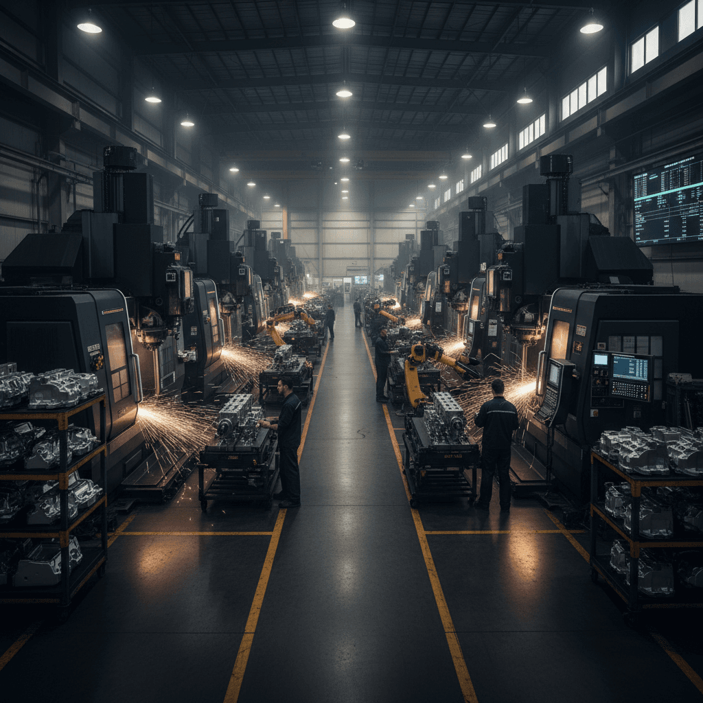 Intelligent Smart Factory with automated machinery